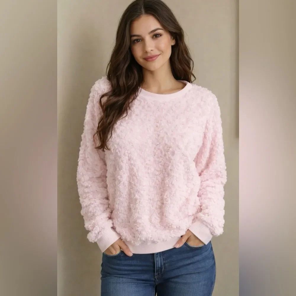 Soft Pink PLUSH Long Sleeve Top L
